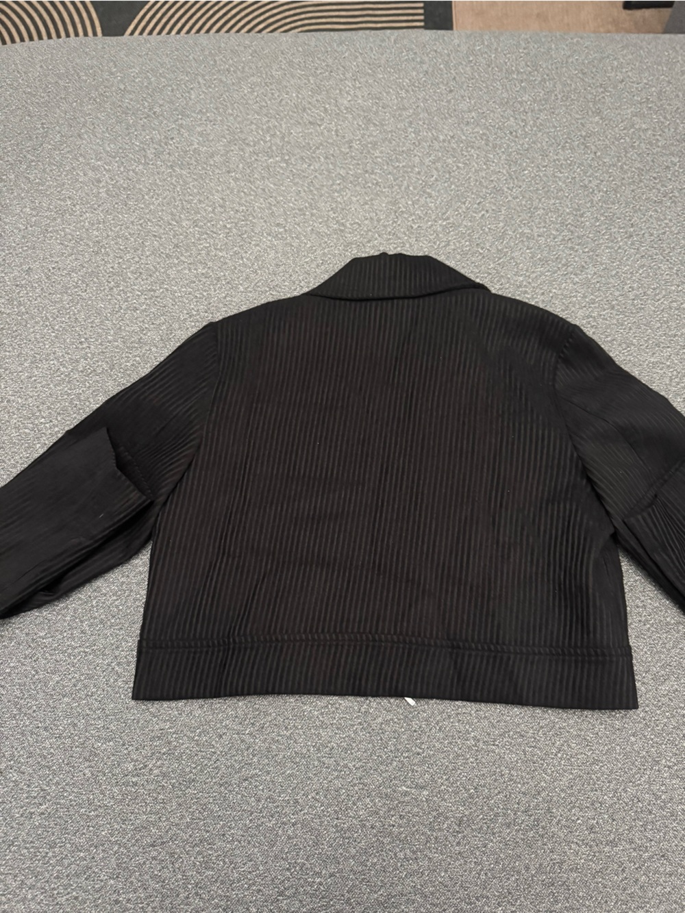 Black Ribbed Zip-Front Jacket - Picture 3 of 3